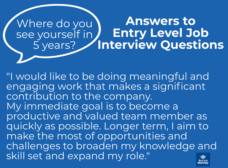 Ejemplo de respuesta a las preguntas de la entrevista de trabajo de nivel de entrada - ¿Dónde te ves en 5 años?  - respuesta de texto