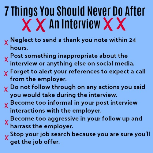 7 cosas que no debes hacer después de la entrevista