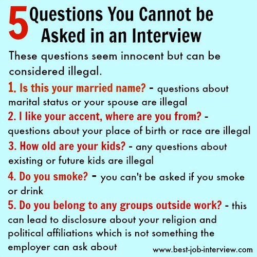 Lista de 5 preguntas que no te pueden hacer en una entrevista con explicación