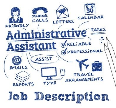 Ilustración conceptual de los deberes y habilidades del asistente administrativo