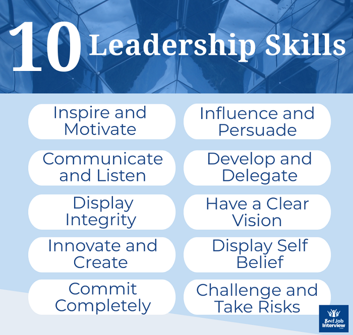 Lista de las 10 mejores habilidades de liderazgo en formato gráfico