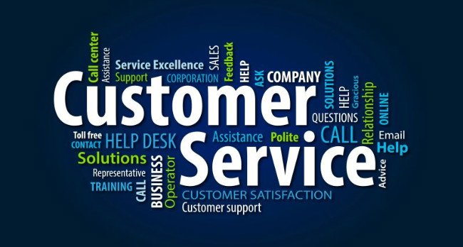 Concepto de servicio al cliente con palabras relacionadas con un buen servicio al cliente