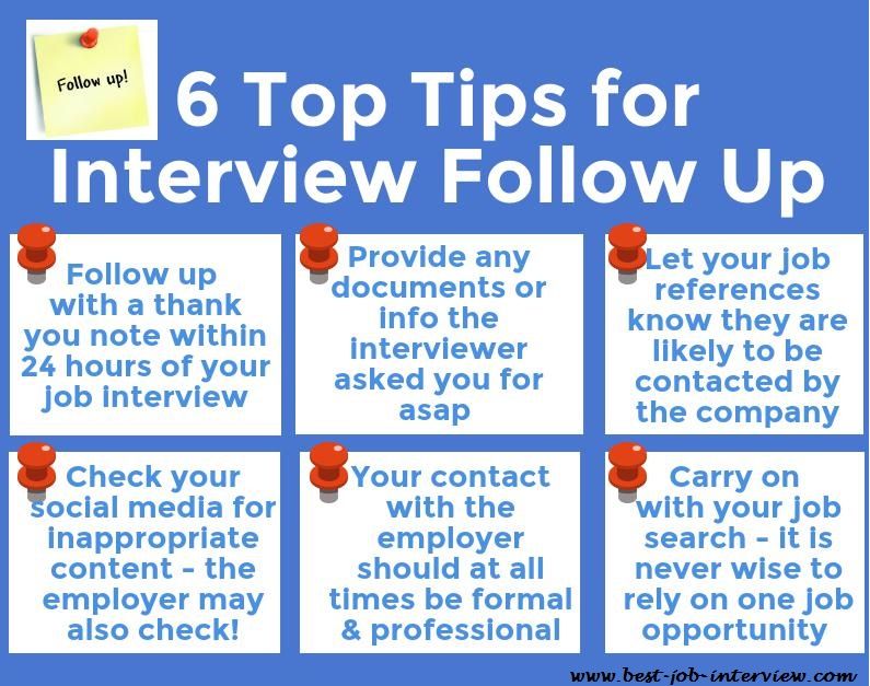6 consejos principales para el seguimiento de la entrevista